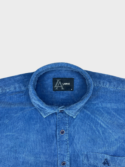 Men’s Texture Indigo Velvet Corduroy Shirt