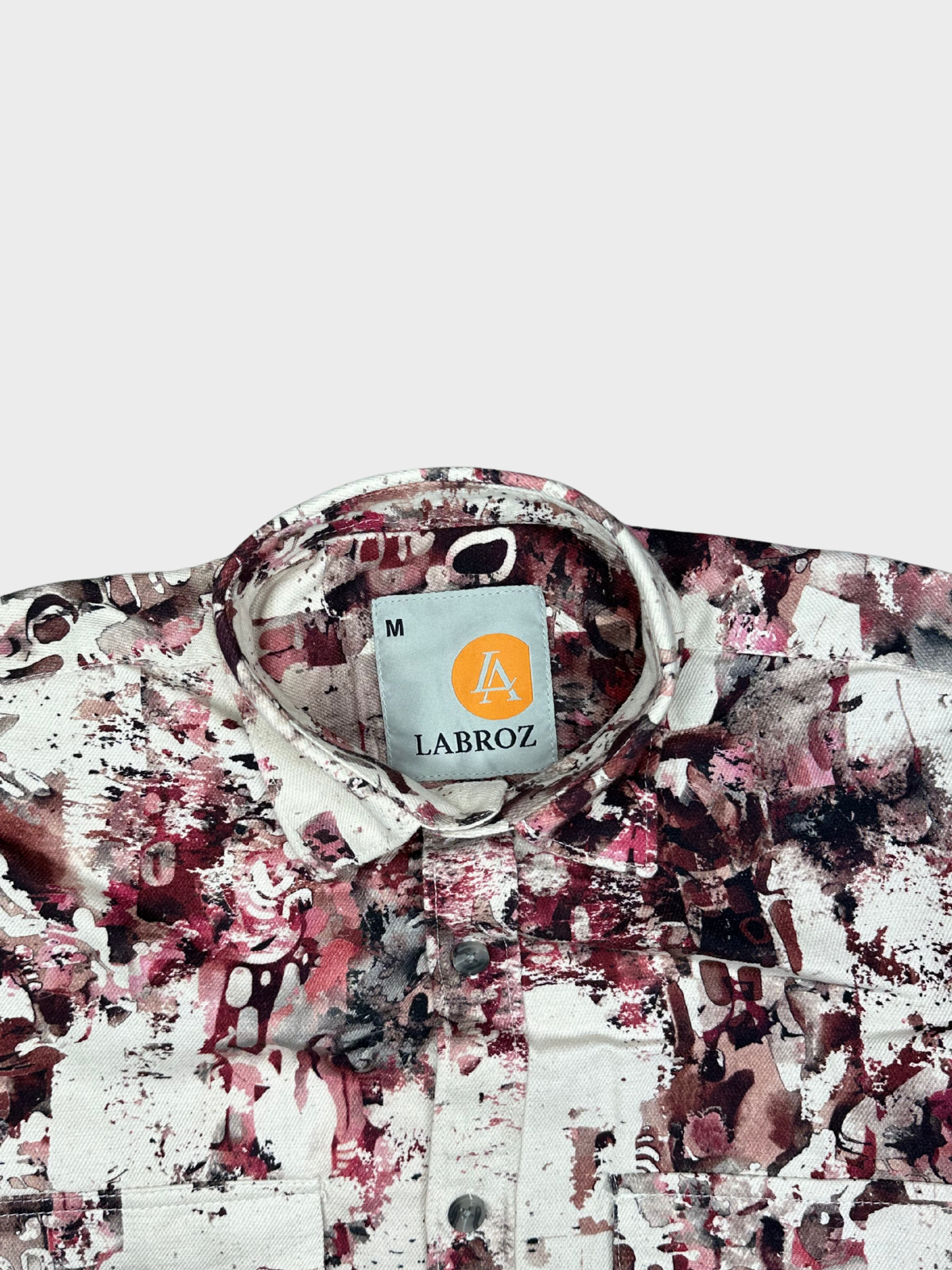 Men's Slim Fit Abstract Paint Natural Jute Shirt