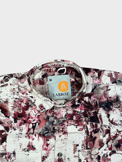 Men's Slim Fit Abstract Paint Natural Jute Shirt