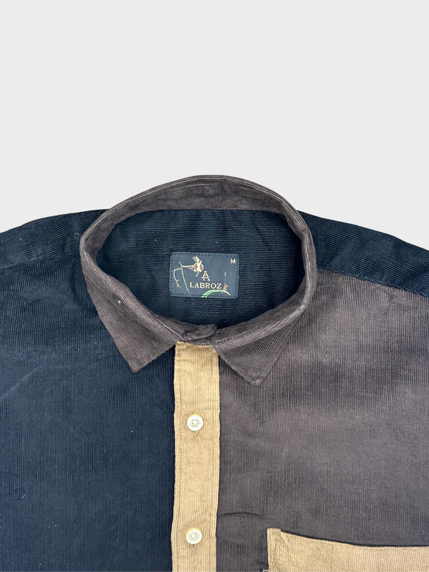 Men's Slim Fit Color Block Corduroy Shirt