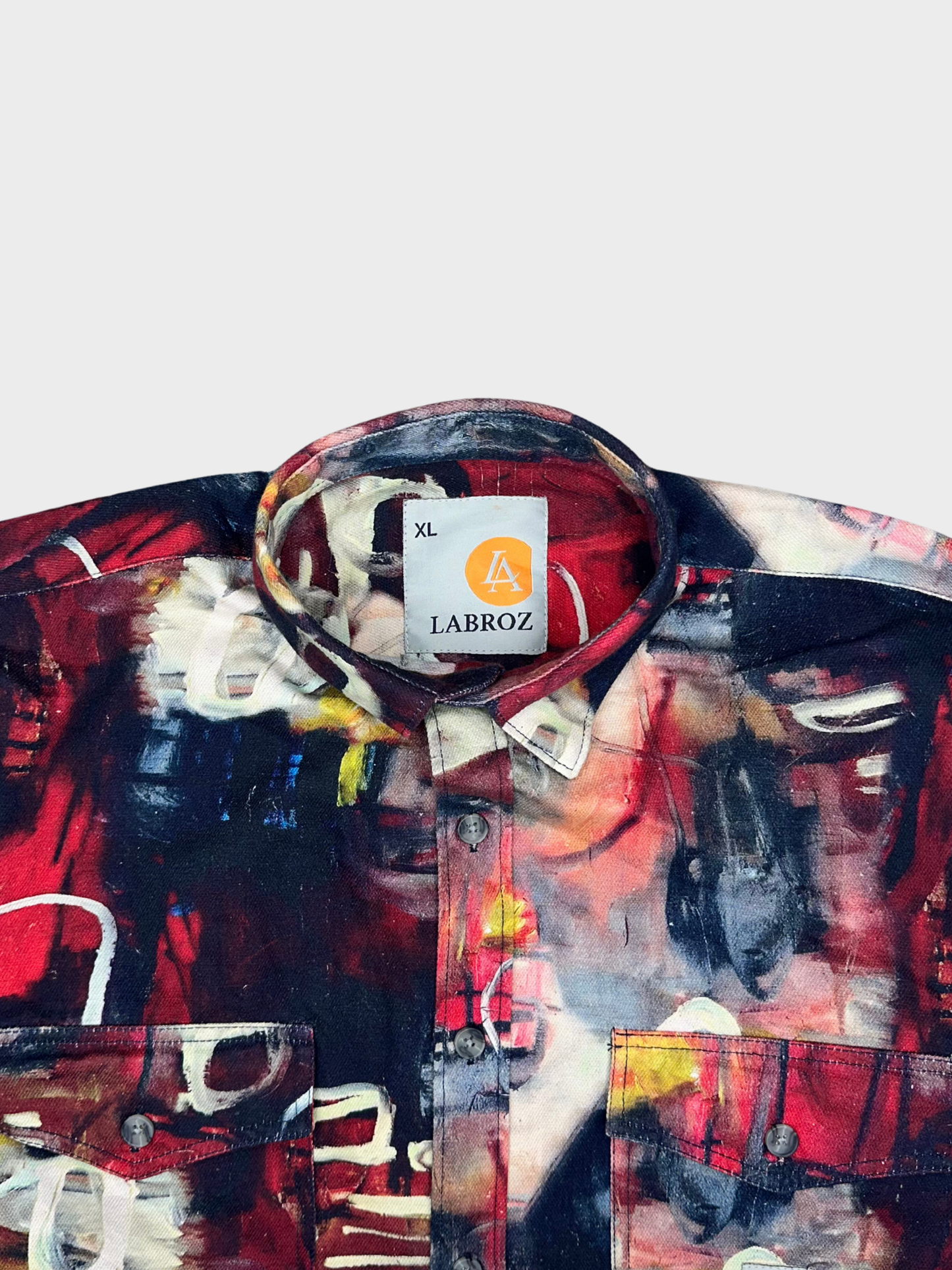 Men's Slim Fit Abstract Paint Natural Jute Shirt