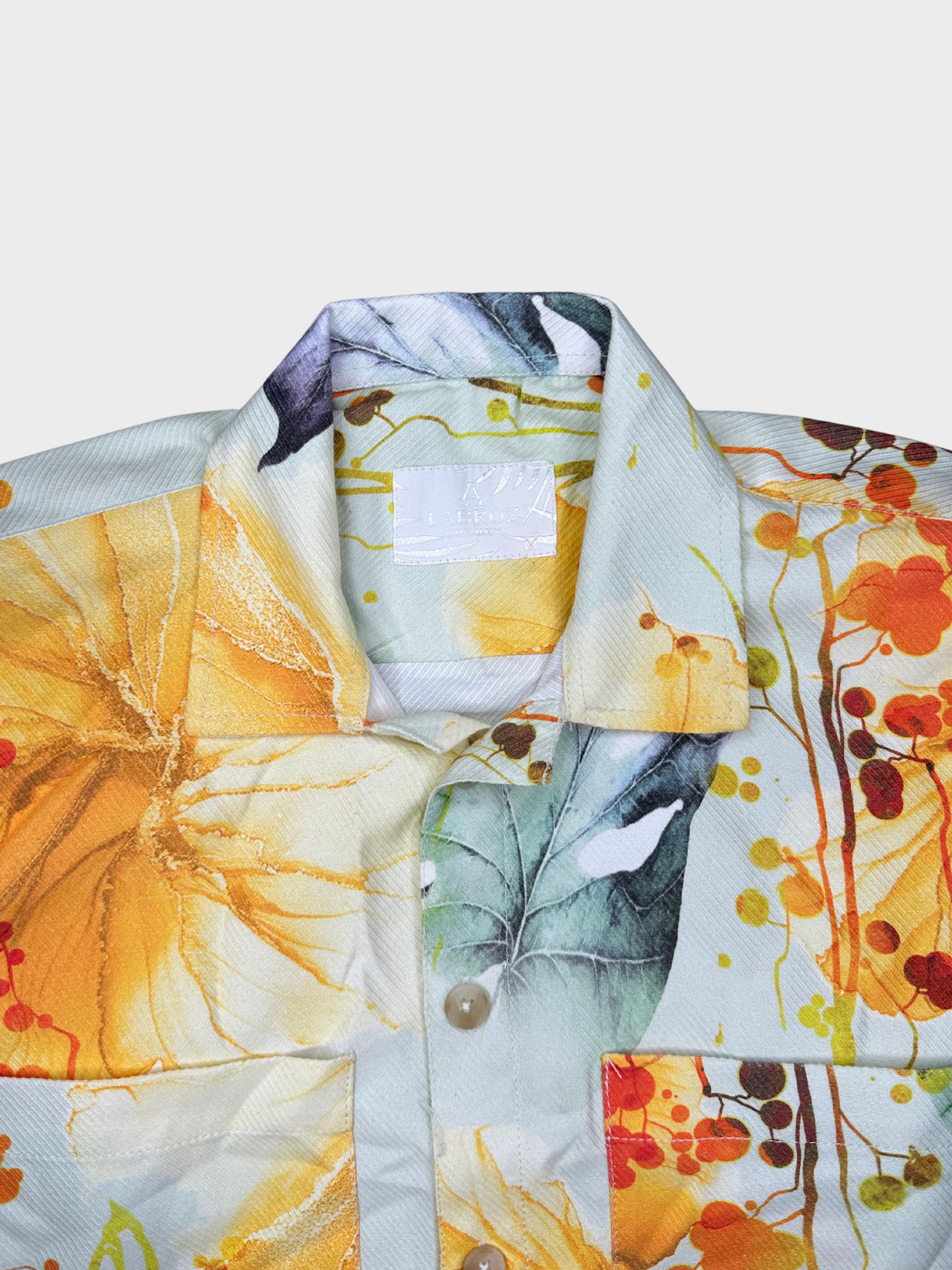 Men's Relaxed Fit Floral Print Heavy Twill Camp Collar Shirt