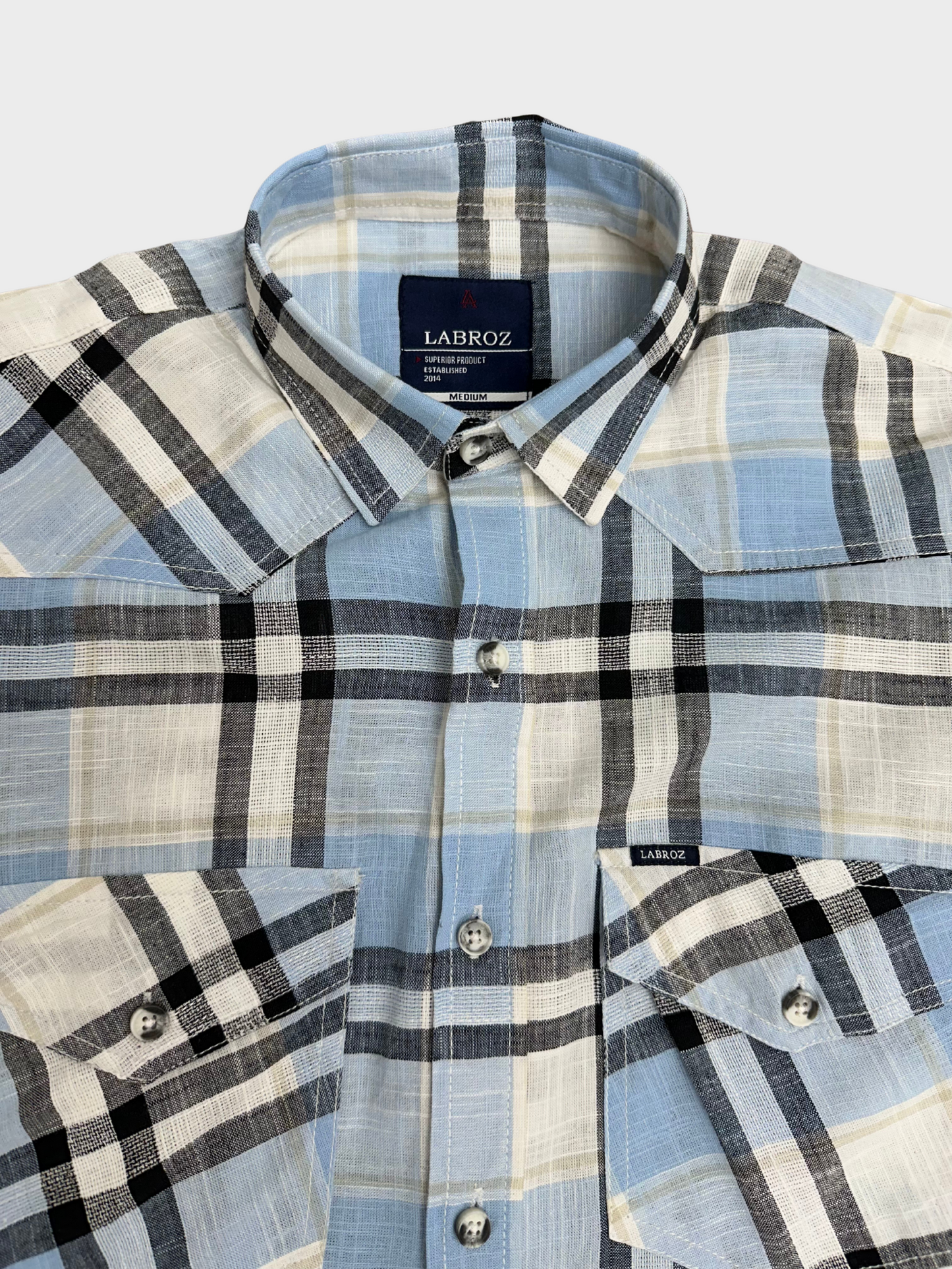 Men's Blue Dobby Check Slim Fit Shirt