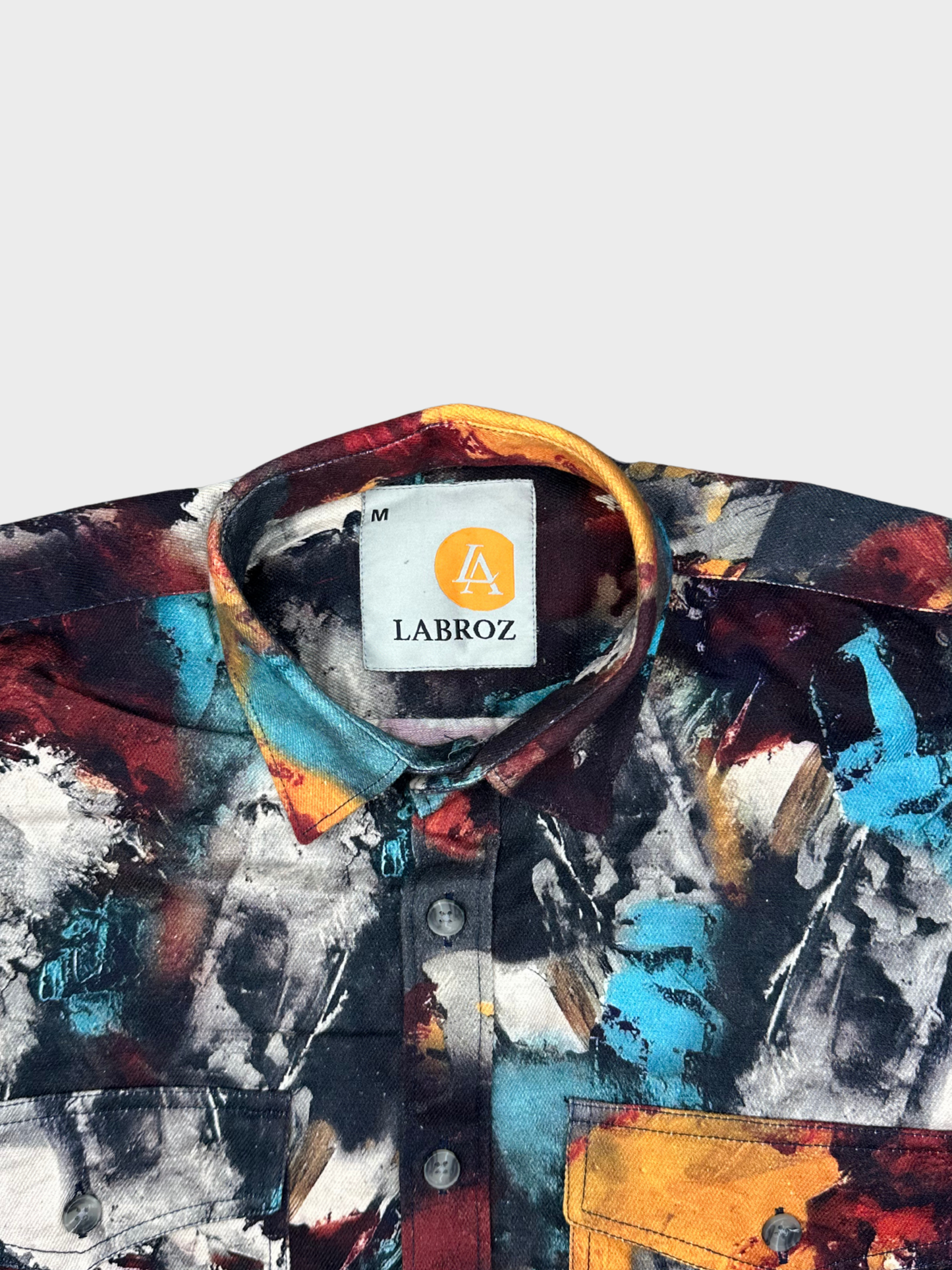 Men's Slim Fit Abstract Paint Natural Jute Shirt