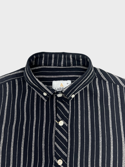 Men's Black Linen Striped Slim Fit Shirt