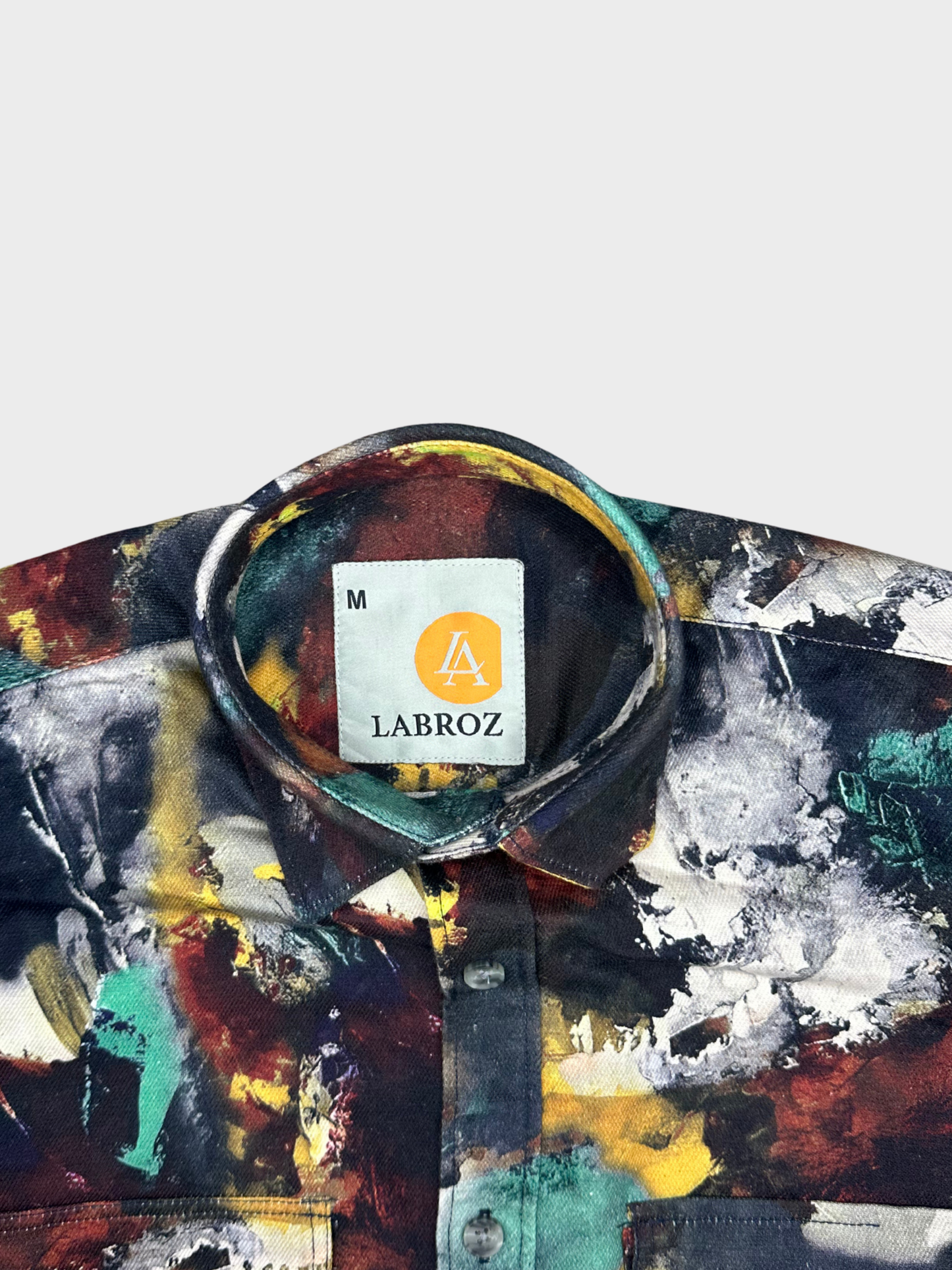 Men's Slim Fit Abstract Paint Natural Jute Shirt