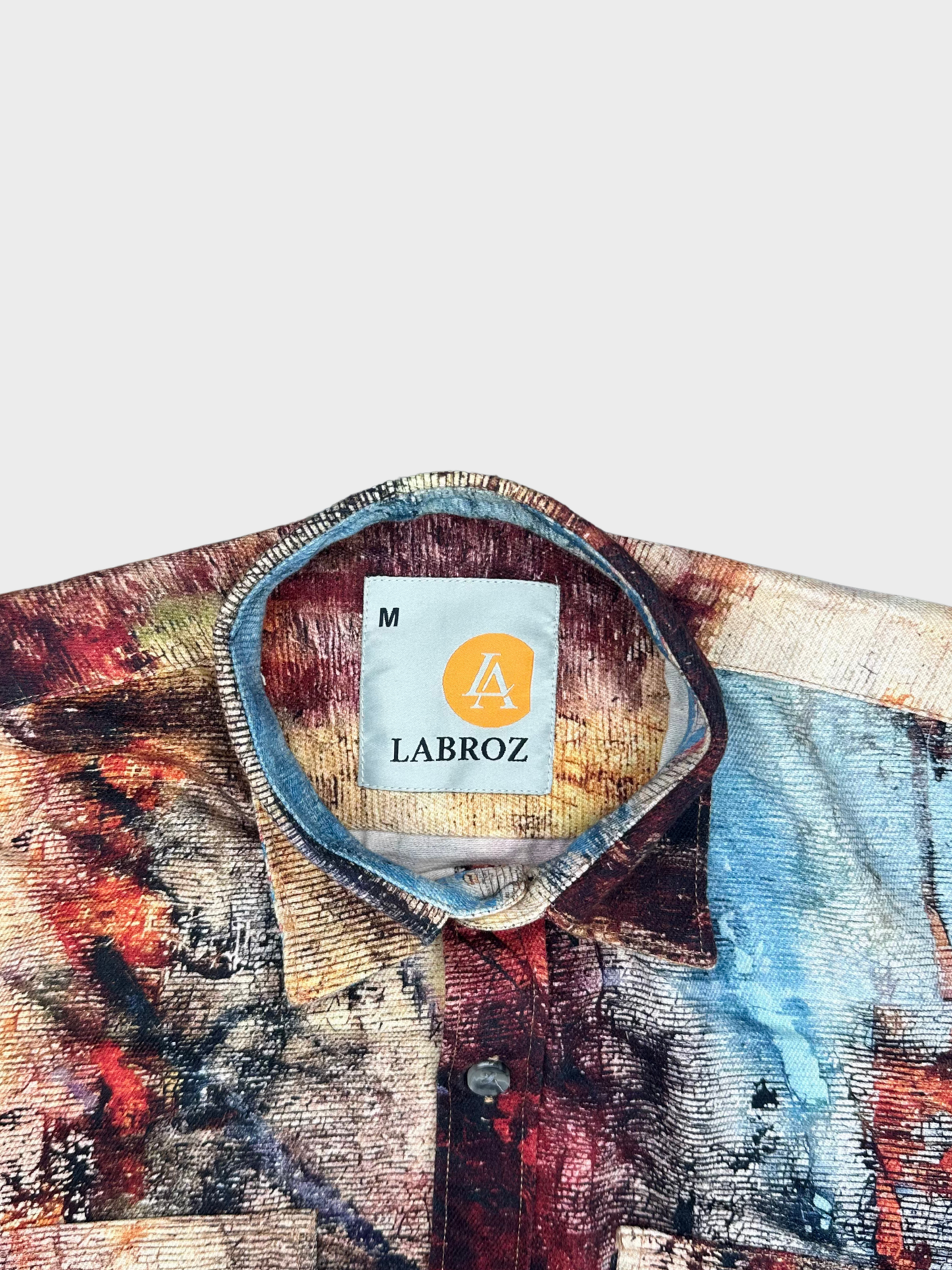 Men's Slim Fit Abstract Paint Natural Jute Shirt