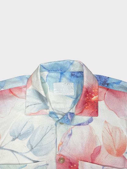 Men's Relaxed Fit Floral Print Heavy Twill Camp Collar Shirt