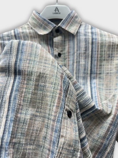 Men’s Crinkle Fabric Abstract Print Shirt