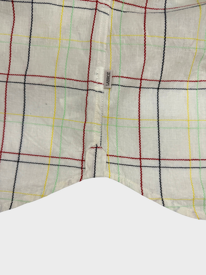 MANDARIN COLLAR WHITE SLIM FIT LINEN BLEND SHIRT