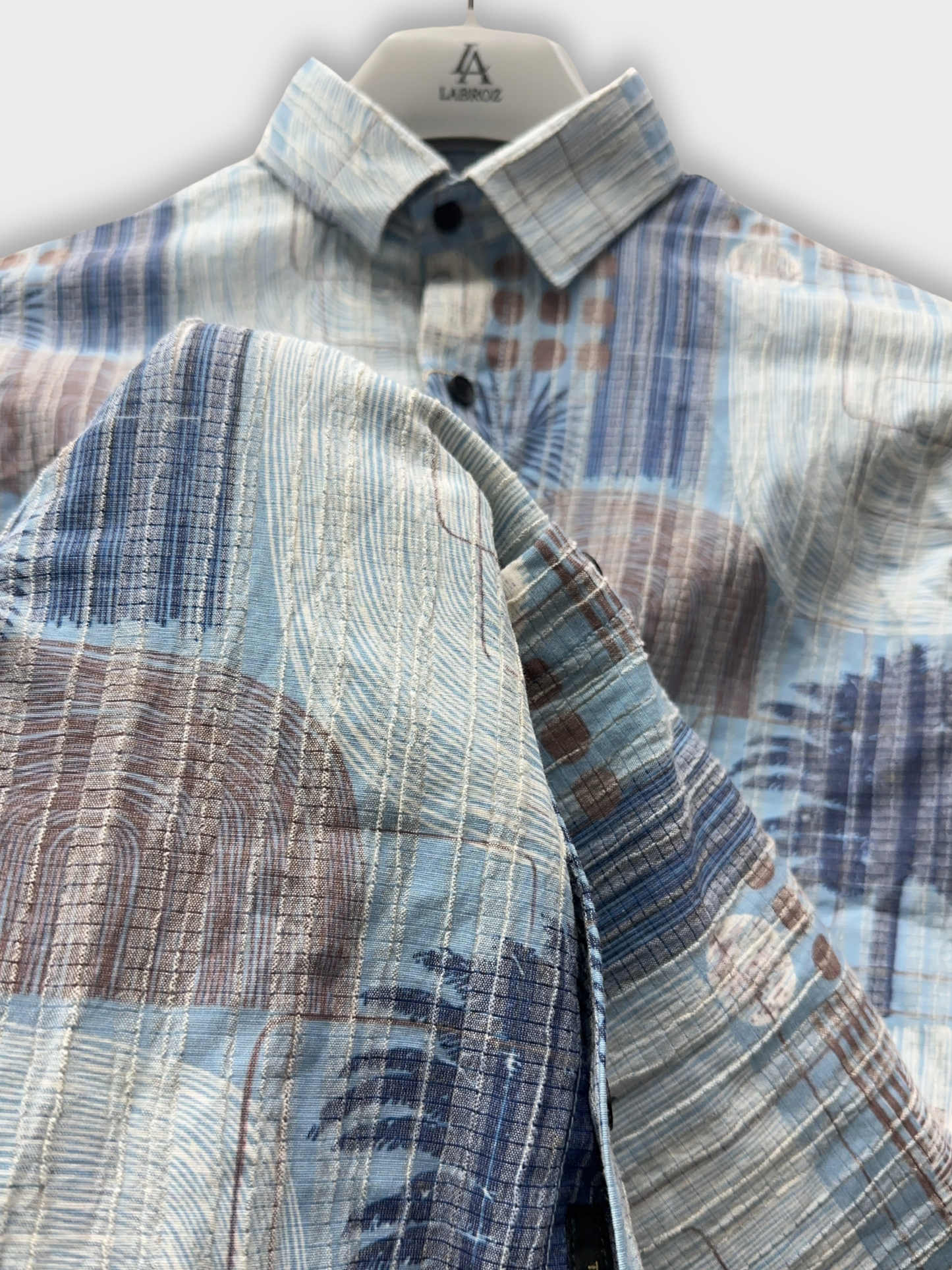 Men’s Crinkle Fabric Abstract Print Shirt