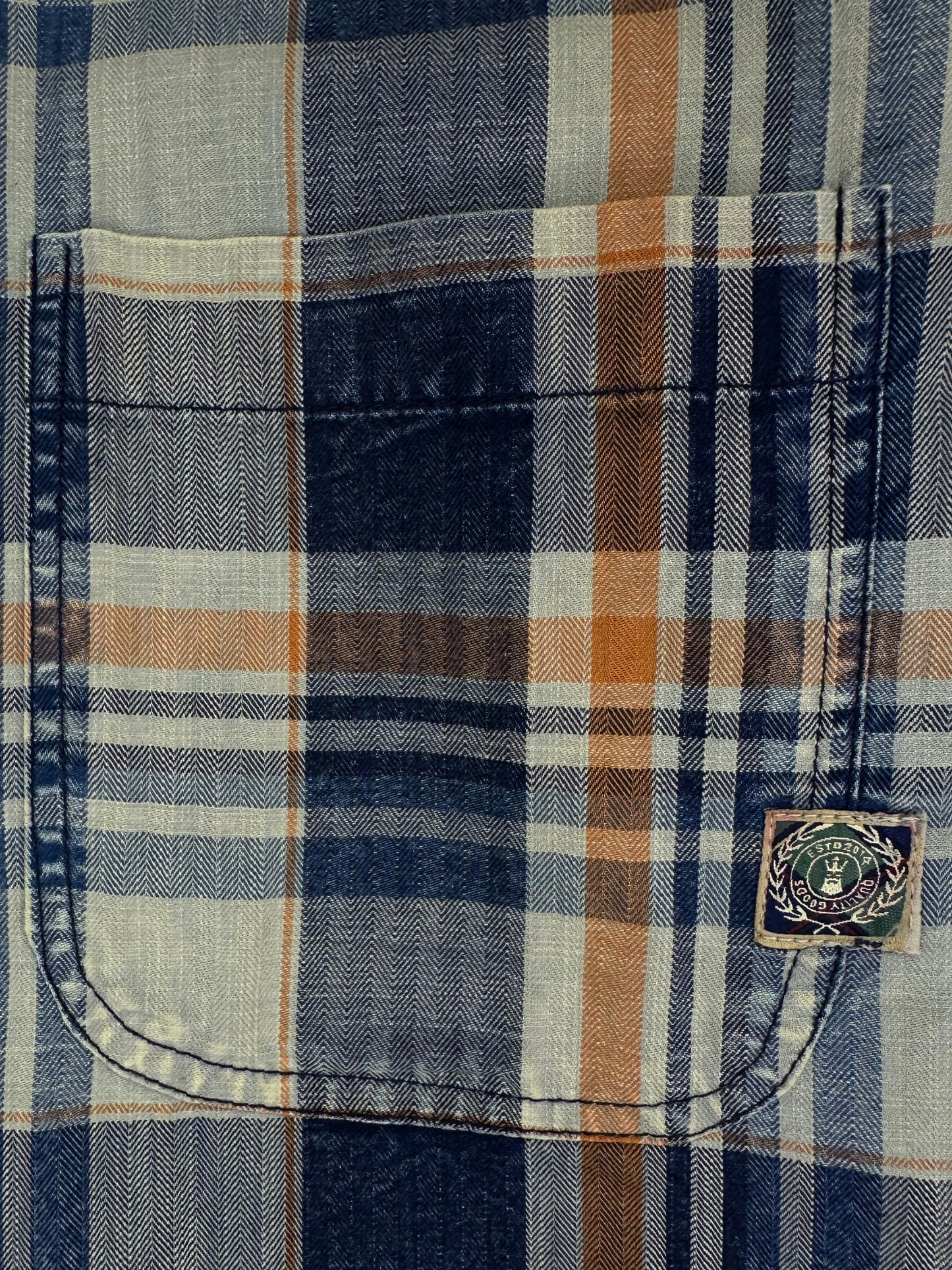 Men's Herringbone Indigo Check Shirt