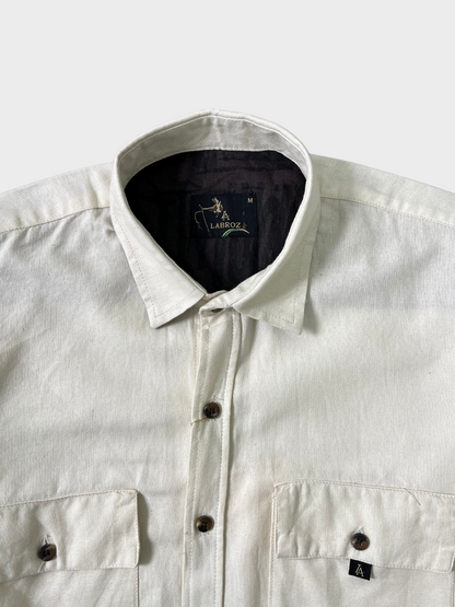 Men's Beige & Brown Gradient Abstract Graphic Dobby Shirt