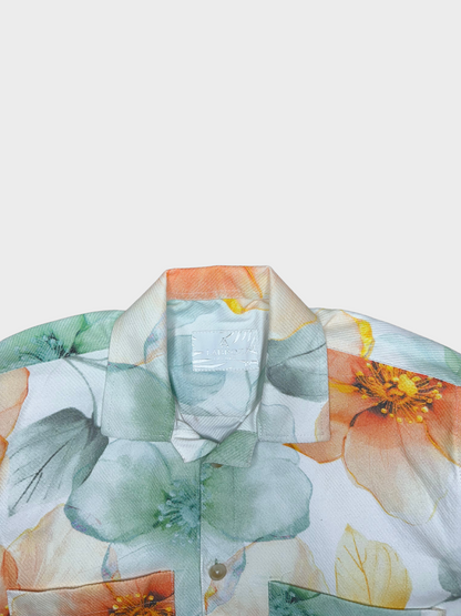 Men's Relaxed Fit Floral Print Heavy Twill Camp Collar Shirt