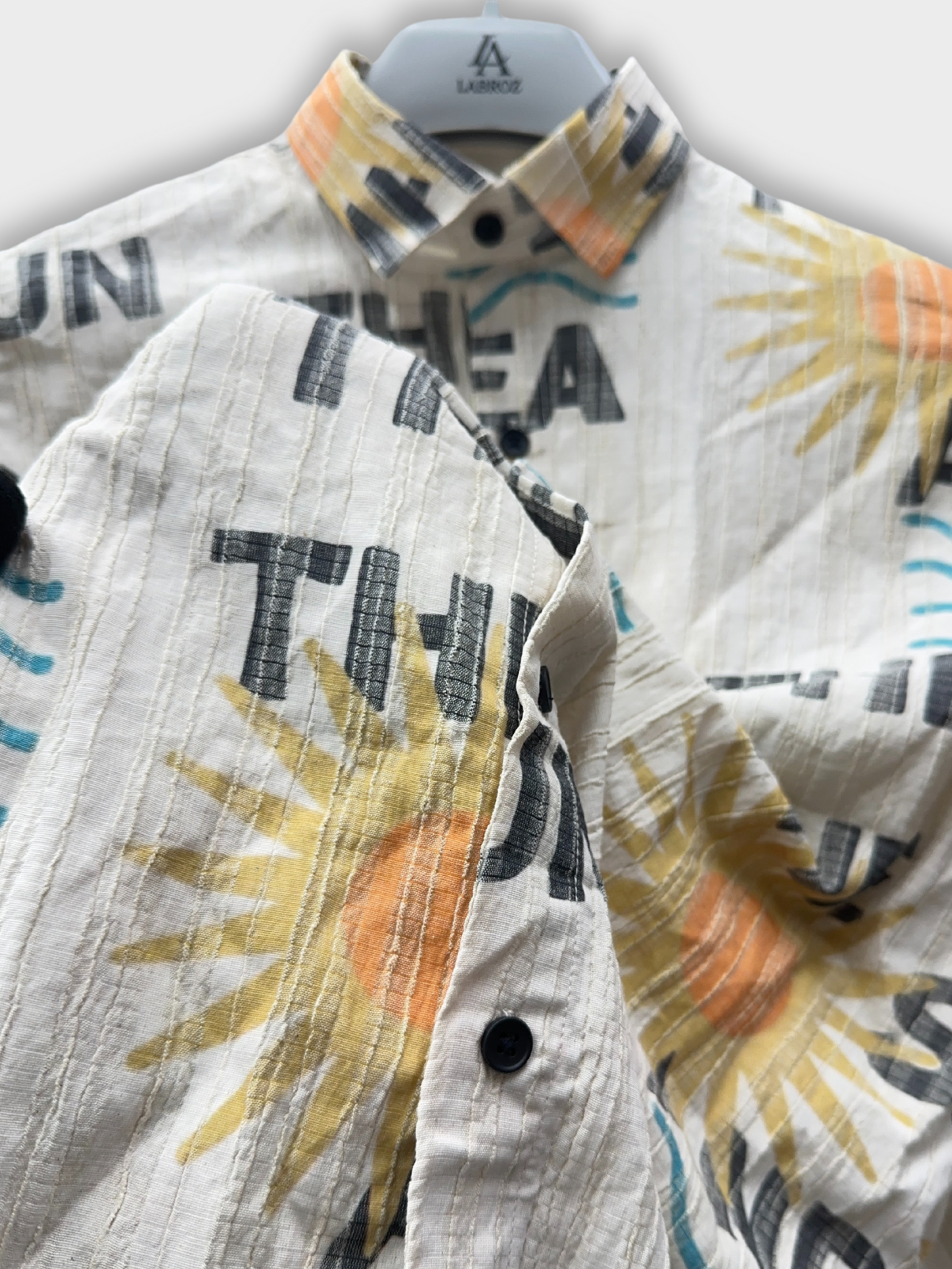 Men’s Crinkle Fabric Abstract Print Shirt