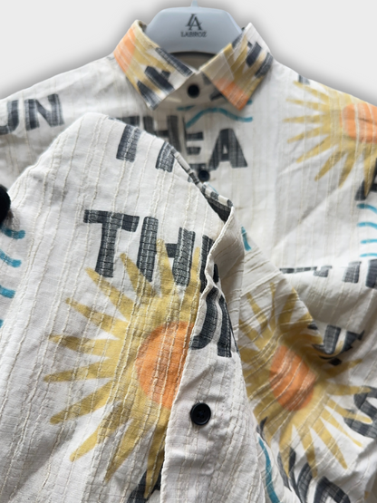 Men’s Crinkle Fabric Abstract Print Shirt