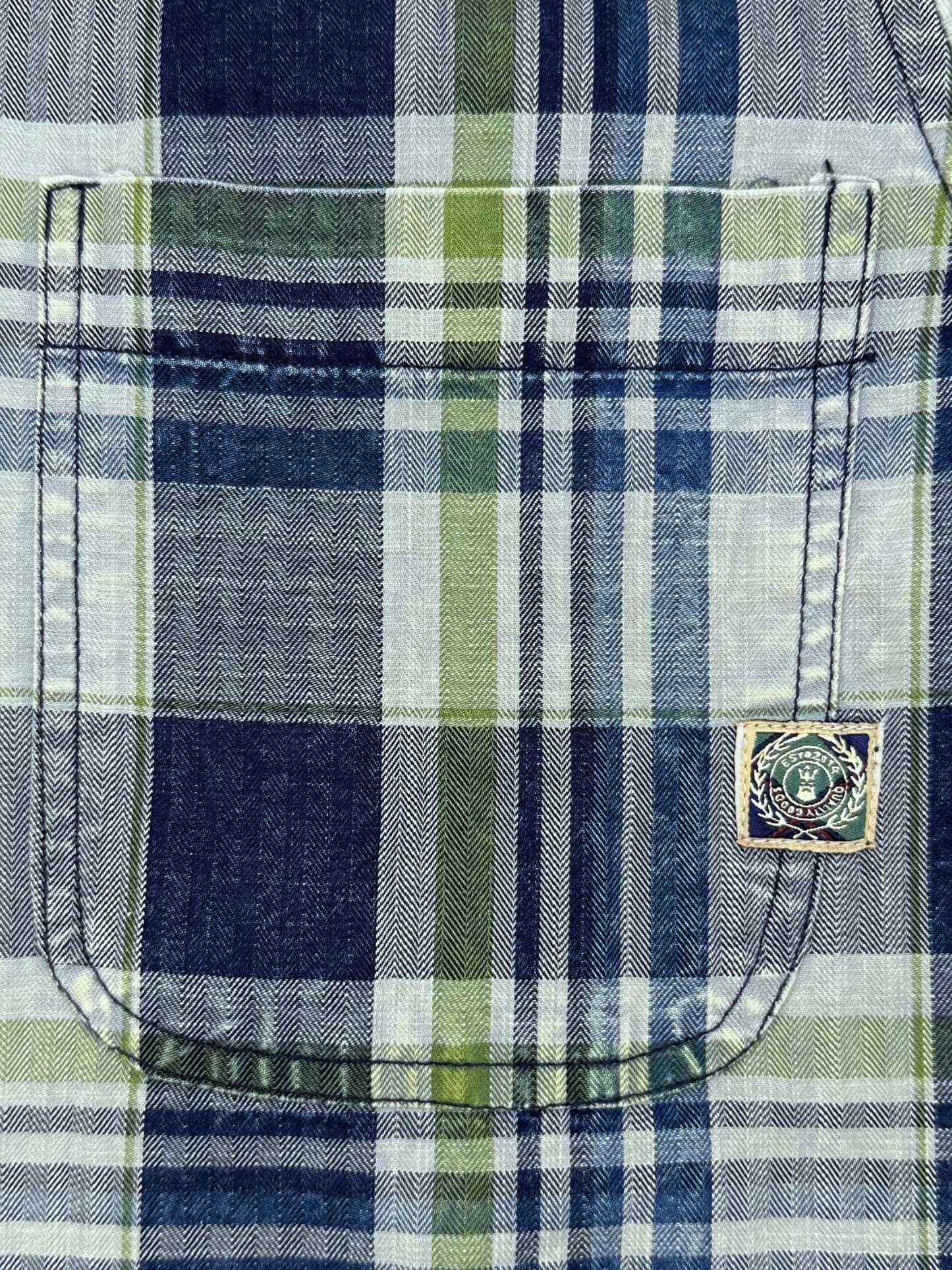 Men's Herringbone Indigo Check Shirt