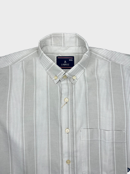 LIGHT GREY OXFORD STRIPES SLIM FIT SHIRT
