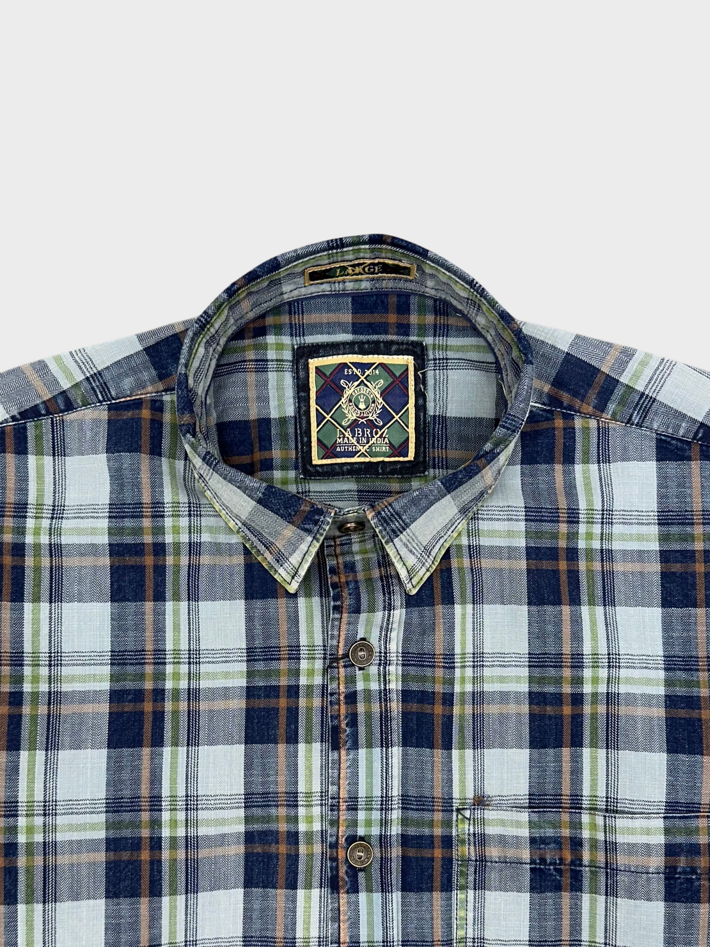 Men's Herringbone Indigo Check Shirt