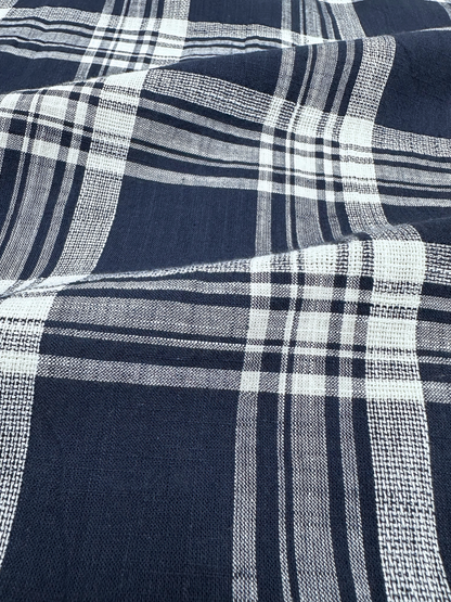 Men's Dark Blue Dobby Check Slim Fit Shirt