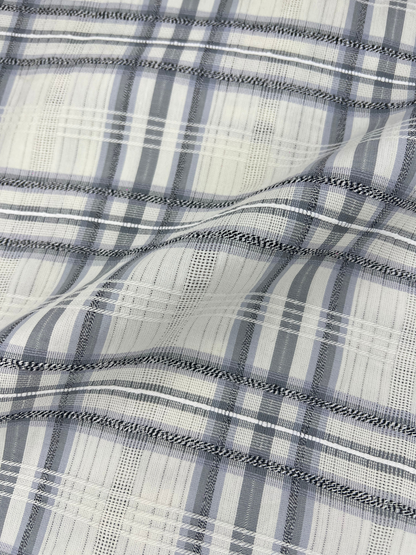 MEN'S SHANEEL EMBROIDERED GREY CHECK SLIM FIT SHIRT