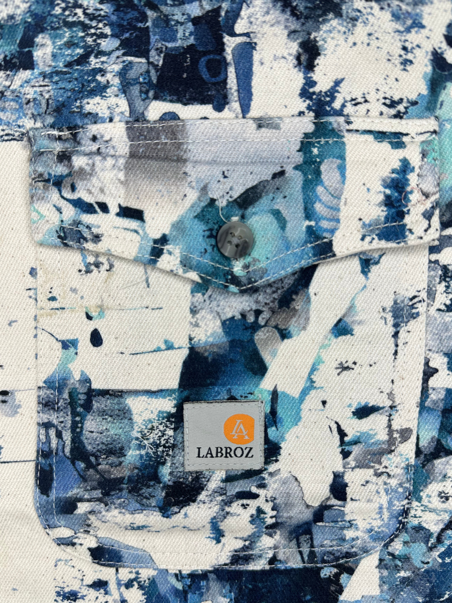 Men's Slim Fit Abstract Paint Natural Jute Shirt