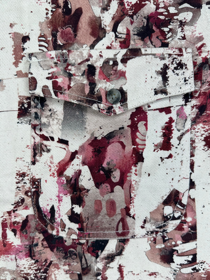 Men's Slim Fit Abstract Paint Natural Jute Shirt