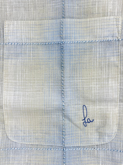 Men's Slim Fit Checkered Light Blue Linen Shirt