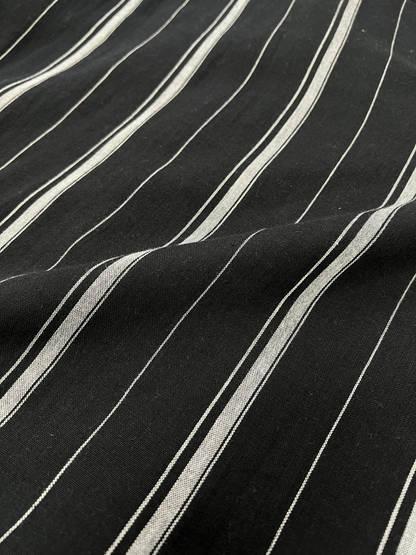Men's Black Linen Striped Slim Fit Shirt