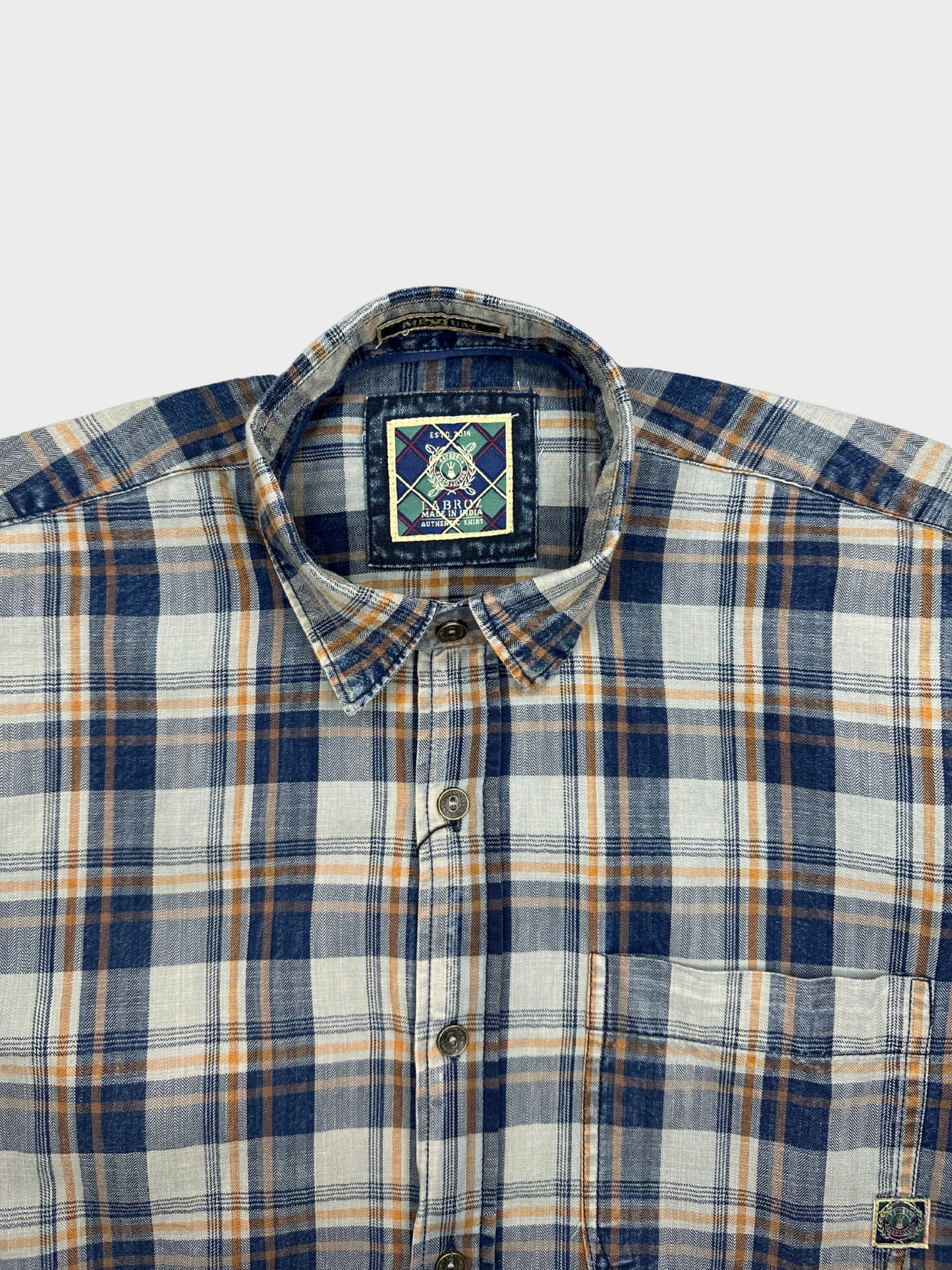 Men's Herringbone Indigo Check Shirt