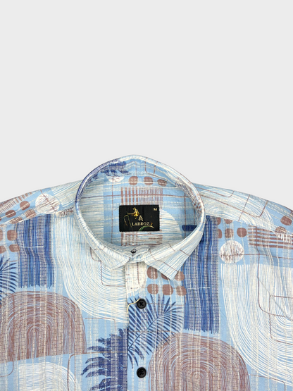 Men’s Crinkle Fabric Abstract Print Shirt