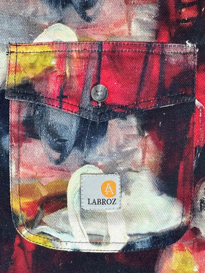 Men's Slim Fit Abstract Paint Natural Jute Shirt