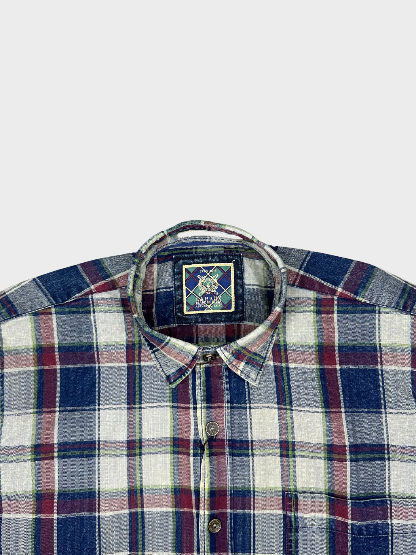Men's Herringbone Indigo Check Shirt