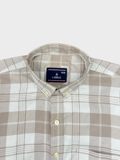 PEACH OXFORD  CHECKERED SLIM FIT SHIRT