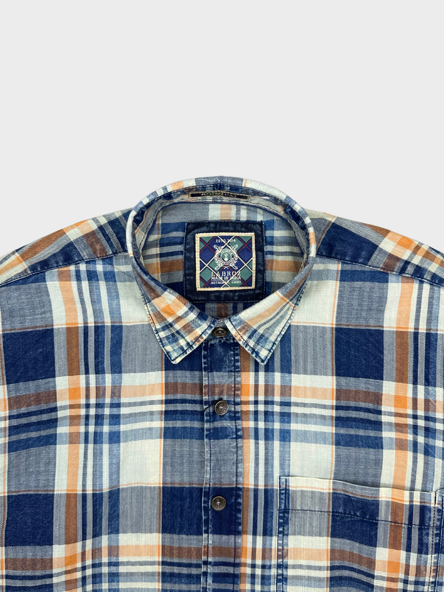 Men's Herringbone Indigo Check Shirt