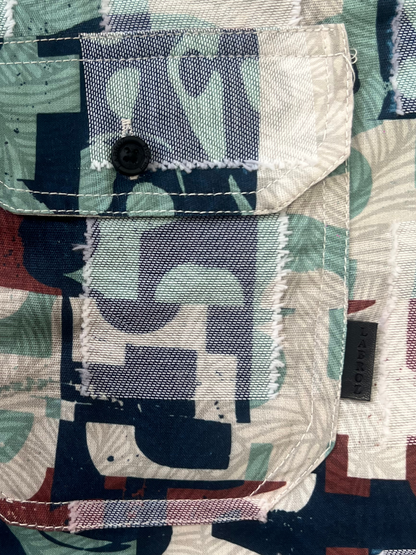 CUT WORK MULTICOLOR ABSTRACT SHIRT