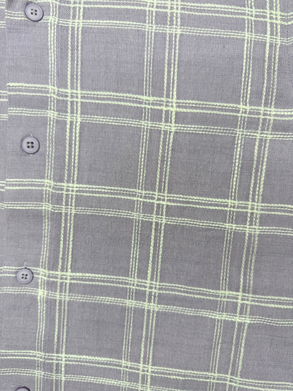 LAVENDER CHECKED TEXTURED HALF SLEEVES SHIRT