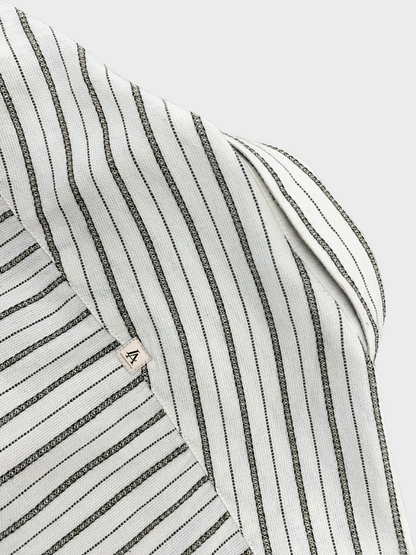 Men's White Linen Striped Slim Fit Shirt