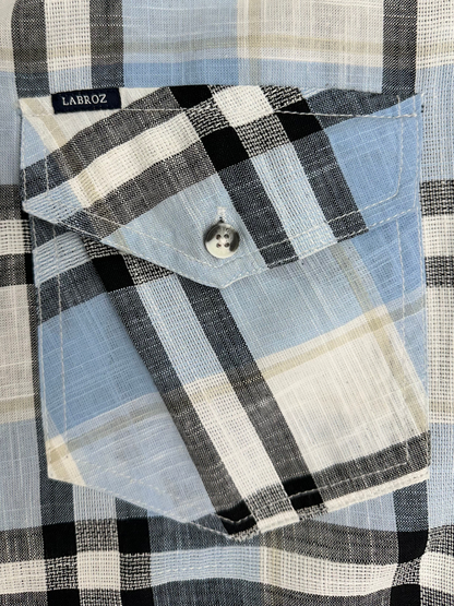 Men's Blue Dobby Check Slim Fit Shirt