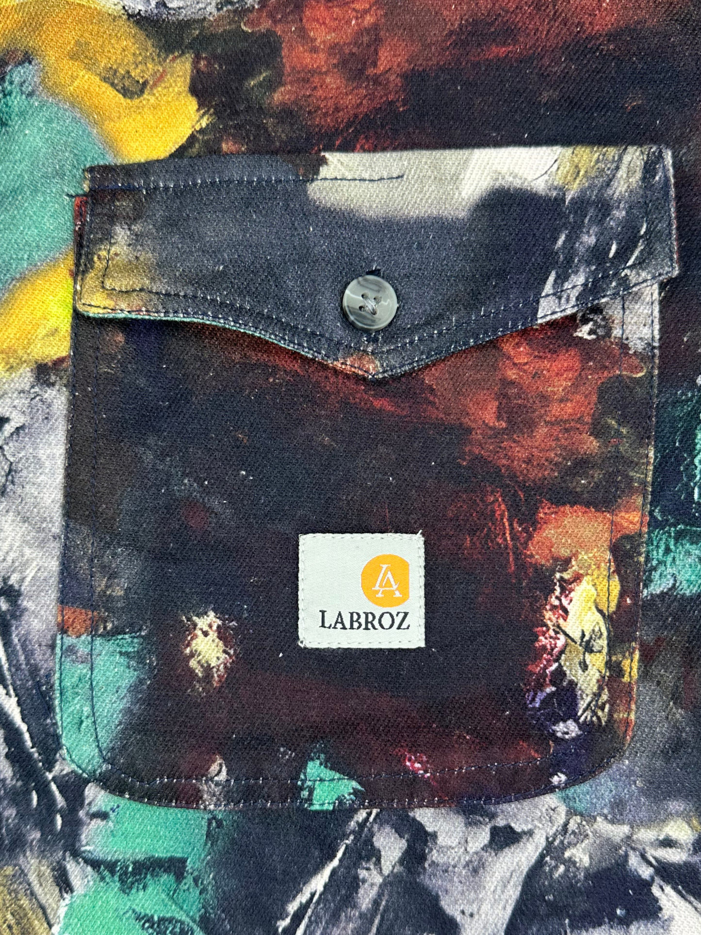 Men's Slim Fit Abstract Paint Natural Jute Shirt