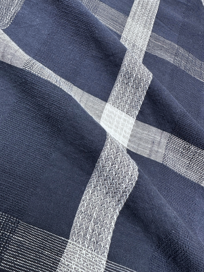 Men's Dobby Check Navy Blue Slim Fit Shirt