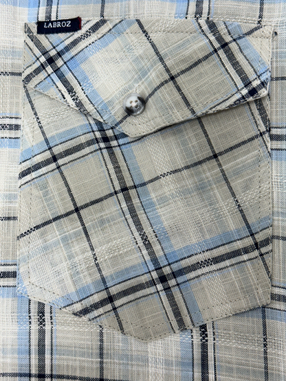 Men's Dobby Check Ecru Slim Fit Shirt