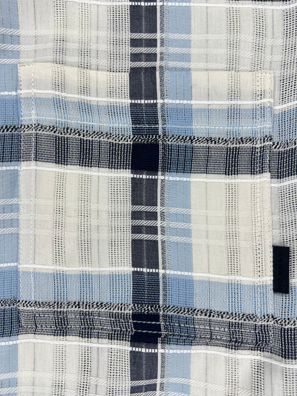MEN'S SHANEEL EMBROIDERED BLUE N BLACK CHECK SLIM FIT SHIRT