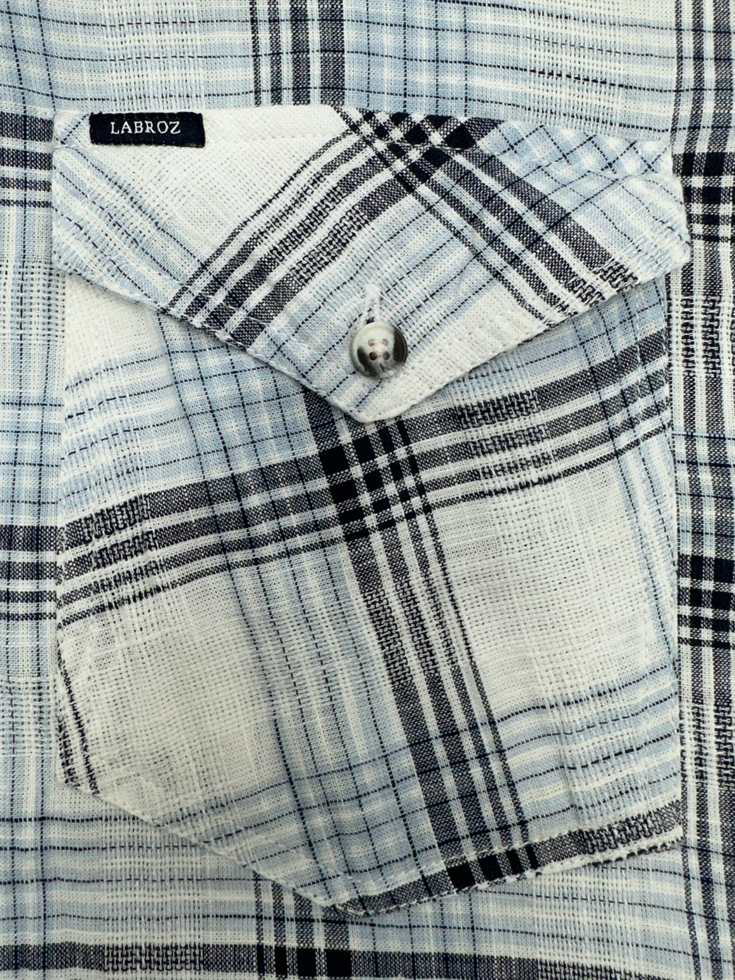 Men's Blue and White Dobby Check Slim Fit Shirt