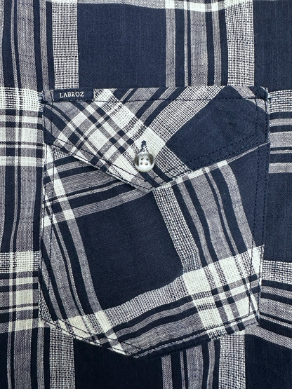 Men's Dark Blue Dobby Check Slim Fit Shirt