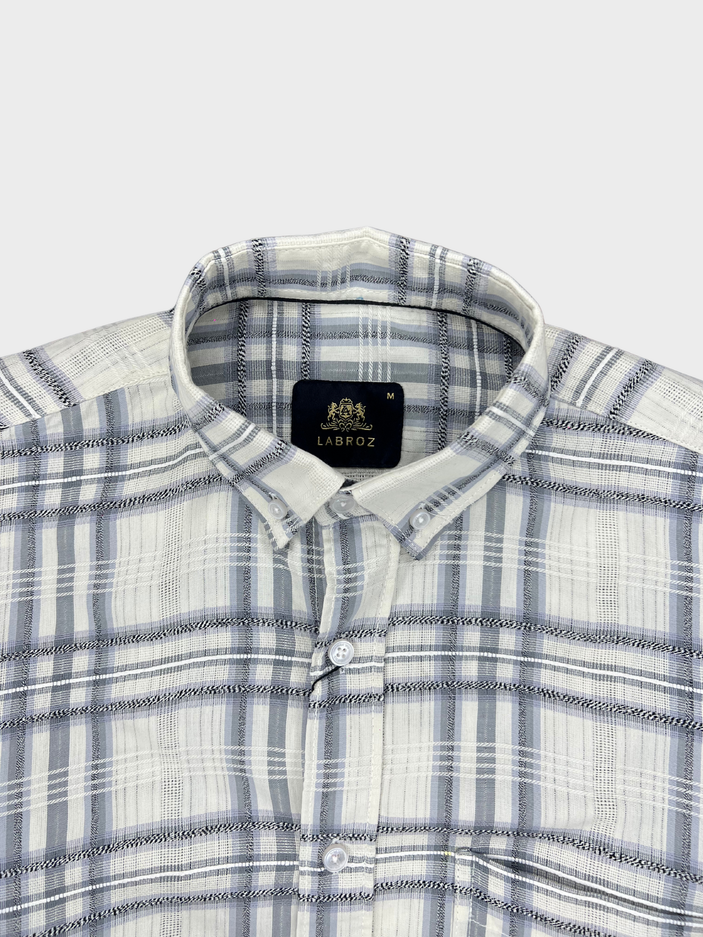 MEN'S SHANEEL EMBROIDERED GREY CHECK SLIM FIT SHIRT