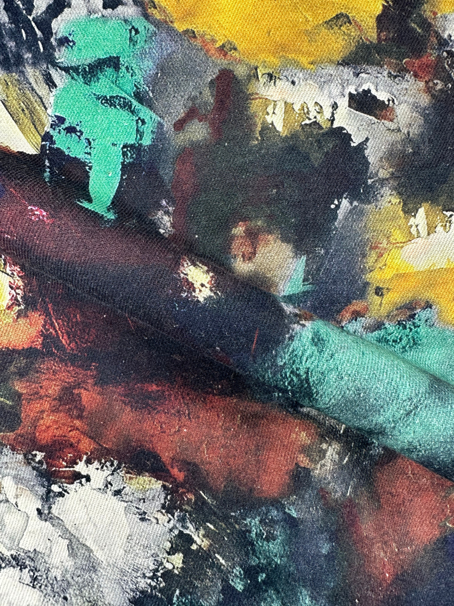 Men's Slim Fit Abstract Paint Natural Jute Shirt