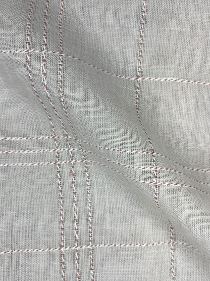 Men's Slim Fit Checkered Off White Linen Shirt