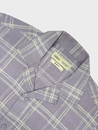 LAVENDER CHECKED TEXTURED HALF SLEEVES SHIRT