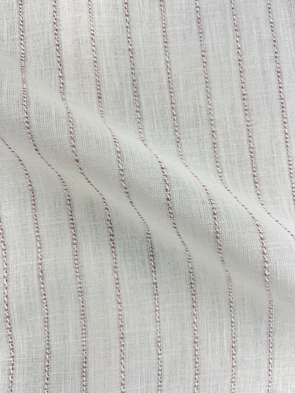 Men's Slim Fit Striped Off White Linen Shirt